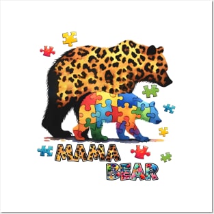 Autism Mama Bear Autism Awareness Gift for Birthday, Mother's Day, Thanksgiving, Christmas Posters and Art